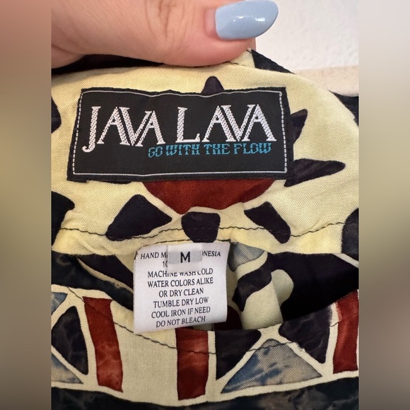 VTG Java Lava Hawaiian Tropical Vacation Mini Dress Pockets Medium Floral EUC - Picture 4 of 6